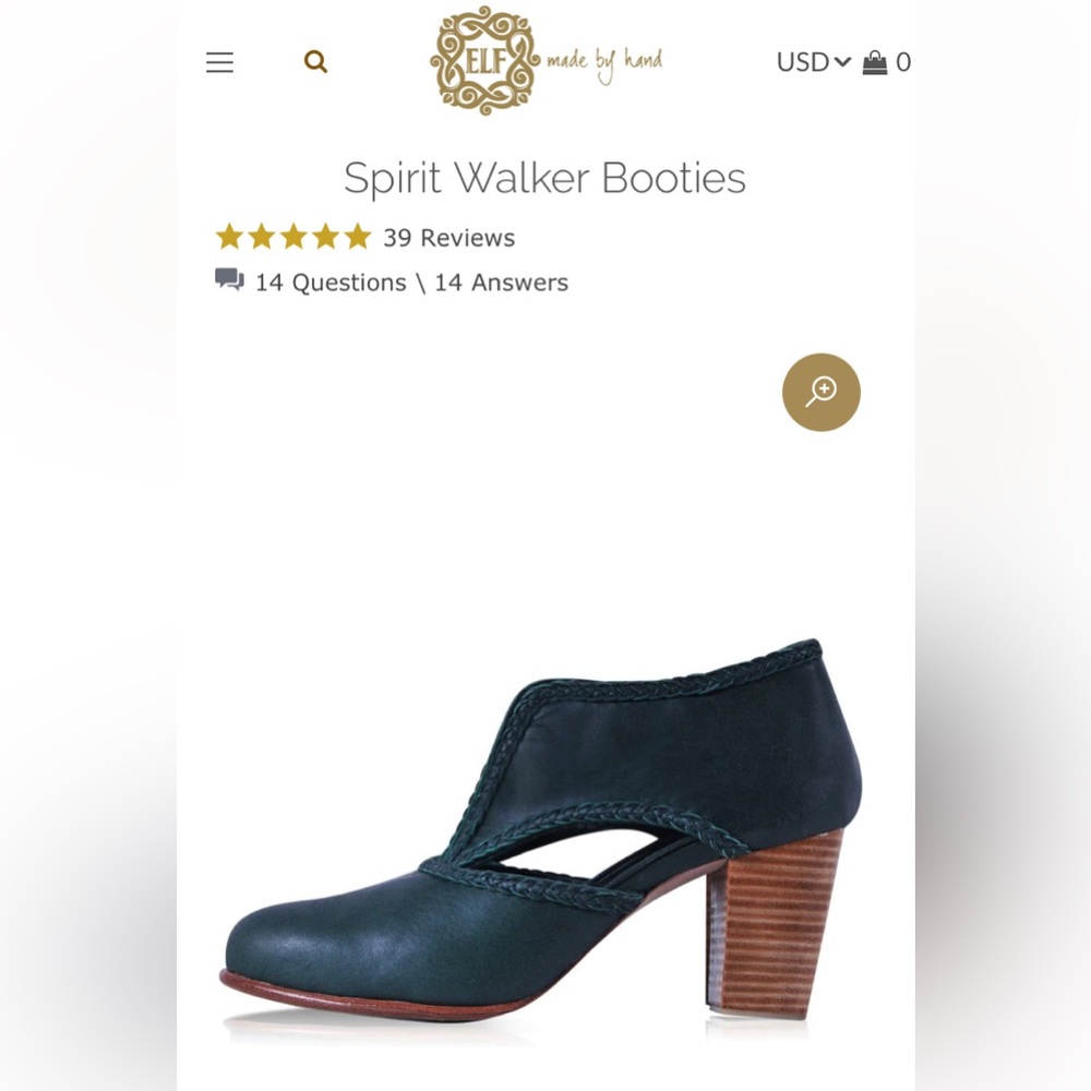 Elf Spirit Walker Booties Black size 8.5